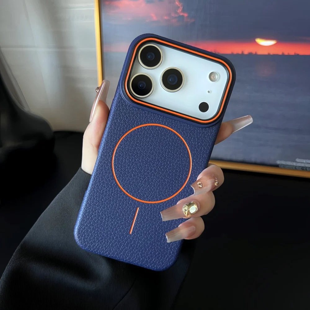 Lichee Pattern Magnetic 17promax Case for IPhone 17 Pro Max 16 14 15 Plus 13 12 17 Air Pro Max 11 for Magsafe Soft Cover