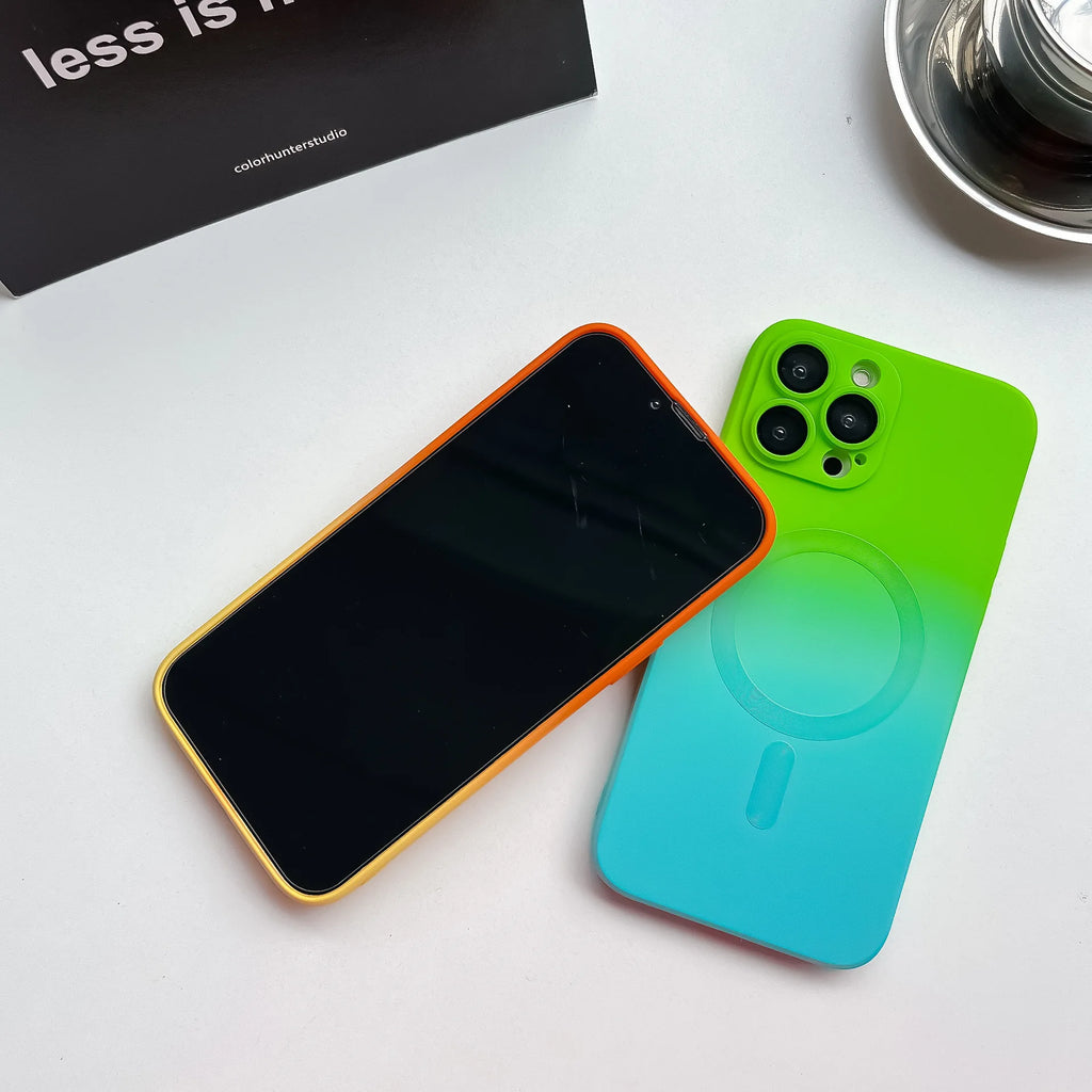 Luxury For Magsafe Gradient Silicone Multicolour Shockproof Case for iPhone 15 16 14 13 12 11 Pro Max E Wireless Charging Cover