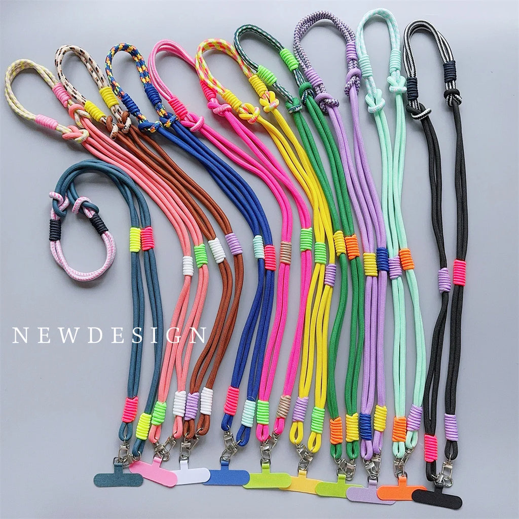 Personalized Trend Double Color Mobile Phone Universal Lanyard Diagonal Span Long Rope Shoulder Strap Rope Fashion Rope