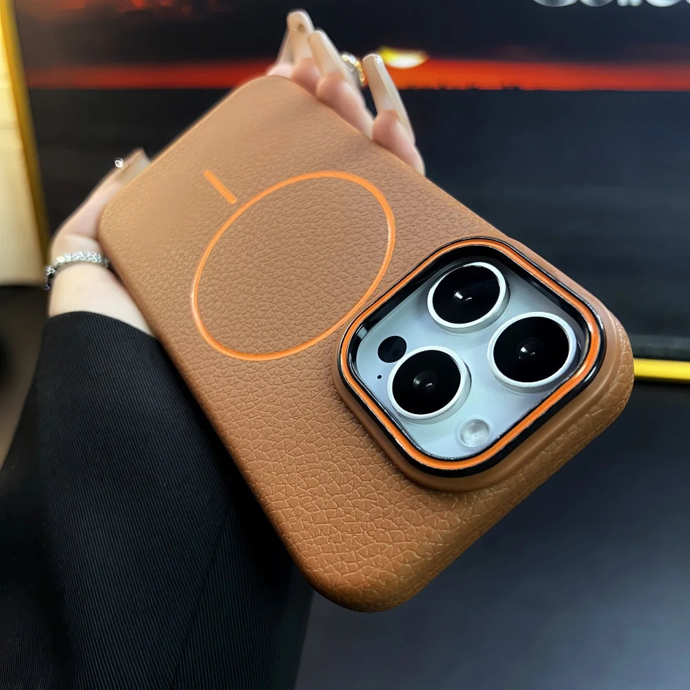 Lichee Pattern Magnetic 17promax Case for IPhone 17 Pro Max 16 14 15 Plus 13 12 17 Air Pro Max 11 for Magsafe Soft Cover