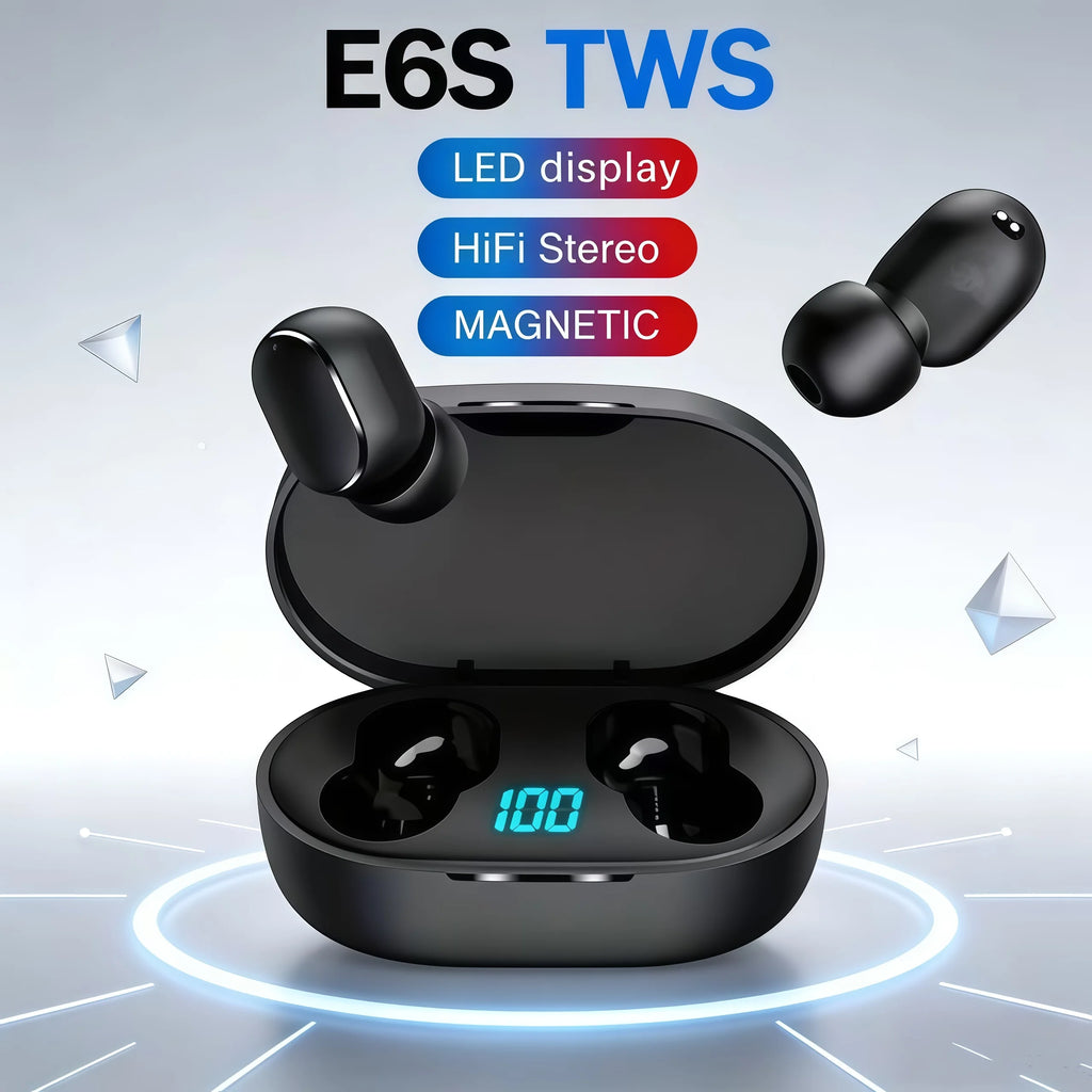 TWS E6S Fone Bluetooth Earphones Wireless Bluetooth Headset Noise Cancelling Headset With Microphone Headphones ForHuawei Xiaomi