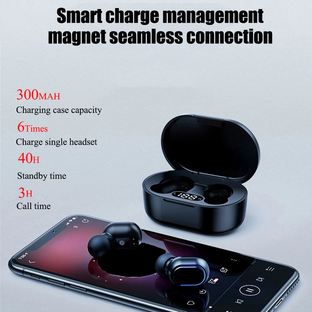 E7S TWS Wireless Headphones Bluetooth Earphone Control Sport Headset Waterproof Microphone Music Earphone Work On All Smartphone