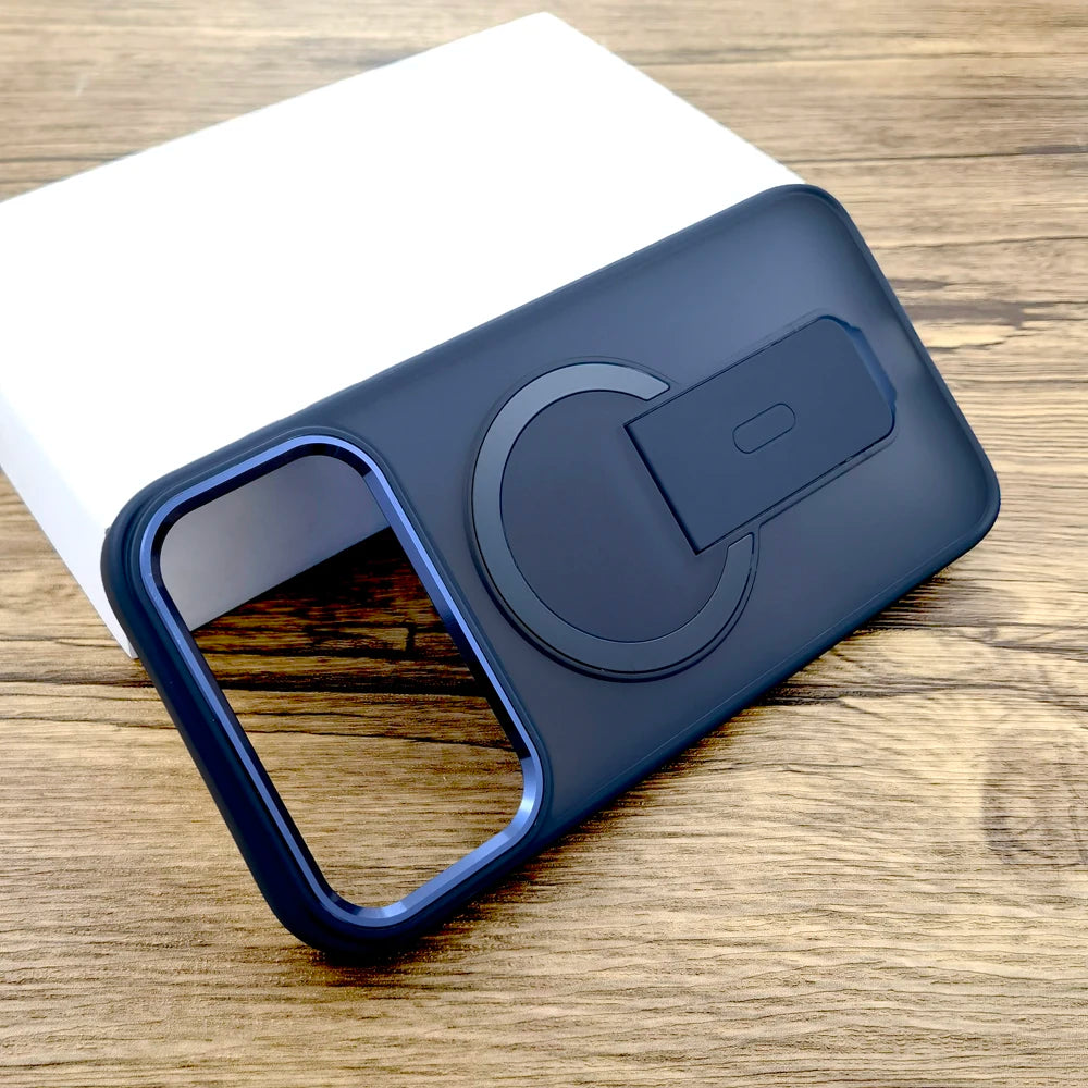 Shockproof Armor Matte Case For iPhone 17 16E 16 15 14 13 12 11 Pro Max Air 17Pro Magsafe Wireless Charge With Stand Full Covers