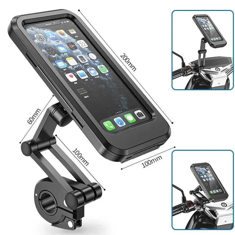Waterproof Bike Phone Holder 360 Rotation Motorcycle Phone Mount Fully Enclosed Touch Sensitive for iPhone 17 16 Pro Max/15/14
