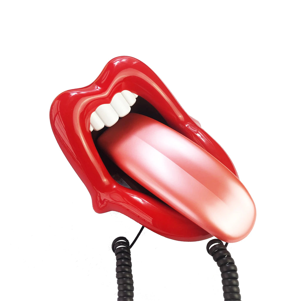 Landline Phones for Home, Red Mouth Telephone, Novelty Big Tongue Phone, Wired Funny Lip Phone Gift Real Corded Telephone Set