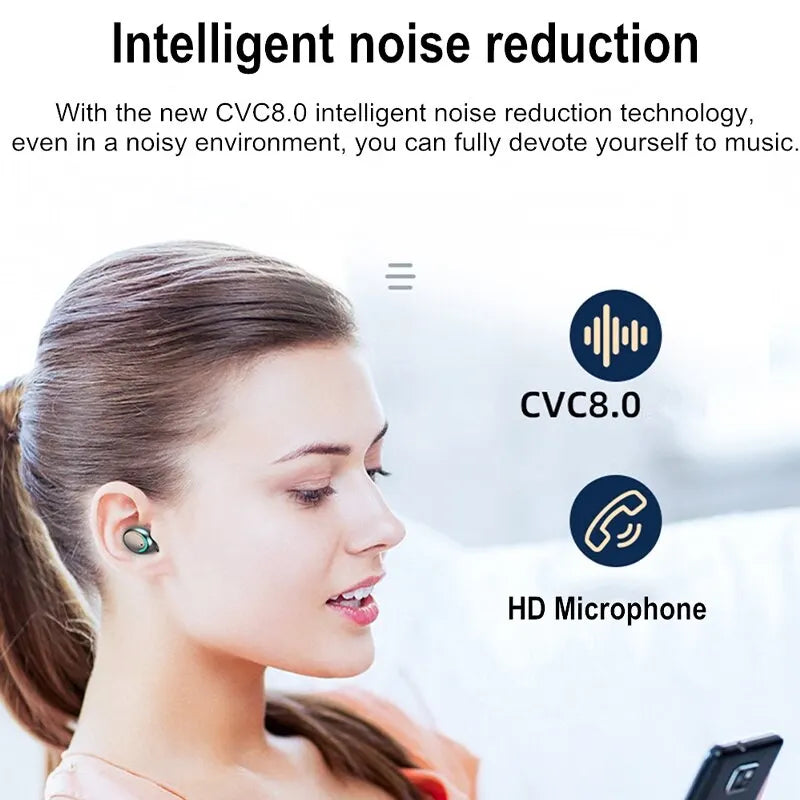 TWS Earphone Bluetooth 5.0 Wireless Headphones HiFi Stereo Sports Waterproof Earbuds Headset With Mic Handfree For iPhone Xiaomi