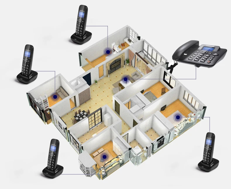 Cordless Answering Machine 2.4G Corded Phone Handset Office Home Hotel Long Range Wireless Telephone 1-4 Handsets Table Phone