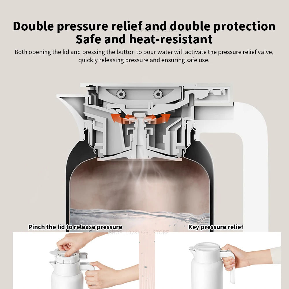 NEW Mijia Thermos Kettle Vacuum Insulated Bottle for Hot/Cold Drinks 1.5/2.0L 60oz Coffee Carafe Hot Water Tea Dispenser