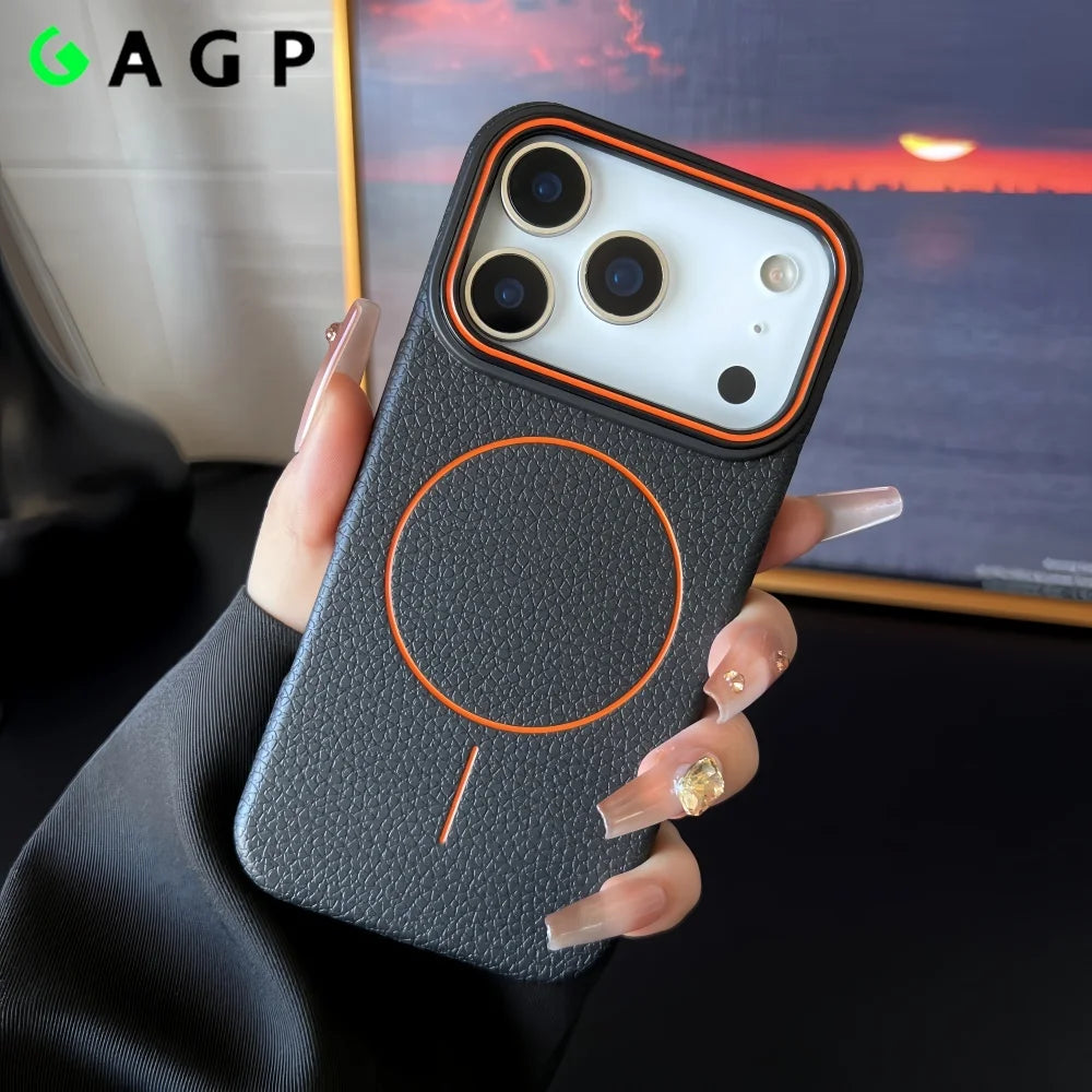 Lichee Pattern Magnetic 17promax Case for IPhone 17 Pro Max 16 14 15 Plus 13 12 17 Air Pro Max 11 for Magsafe Soft Cover