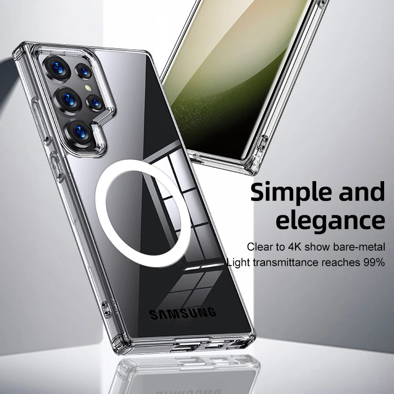 Airbags Shockproof Magnetic Wireless Charging Case Shell For Samsmung Galaxy S25 S24 S23 Ultra FE S24 Plus S24+ S23+ Armor Cover