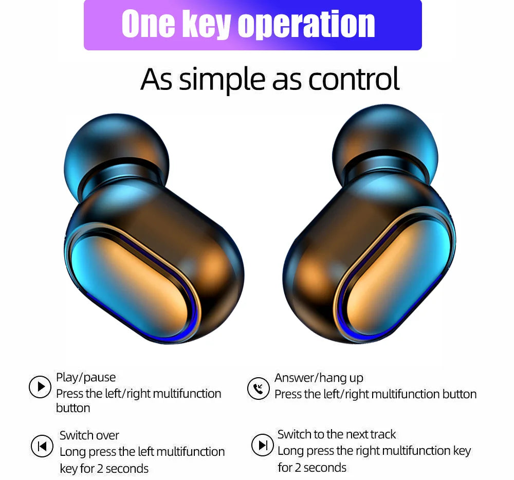 E7S TWS Wireless Headphones Bluetooth Earphone Control Sport Headset Waterproof Microphone Music Earphone Work On All Smartphone
