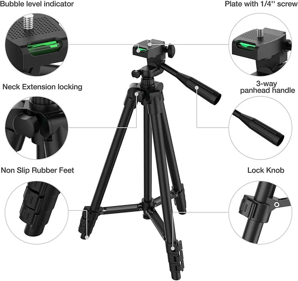 Mobile Tripod for Phone Lightweight Camera Tripod Stand with Bluetooth Selfie Remote Phone Holder for Youtube Video Photography