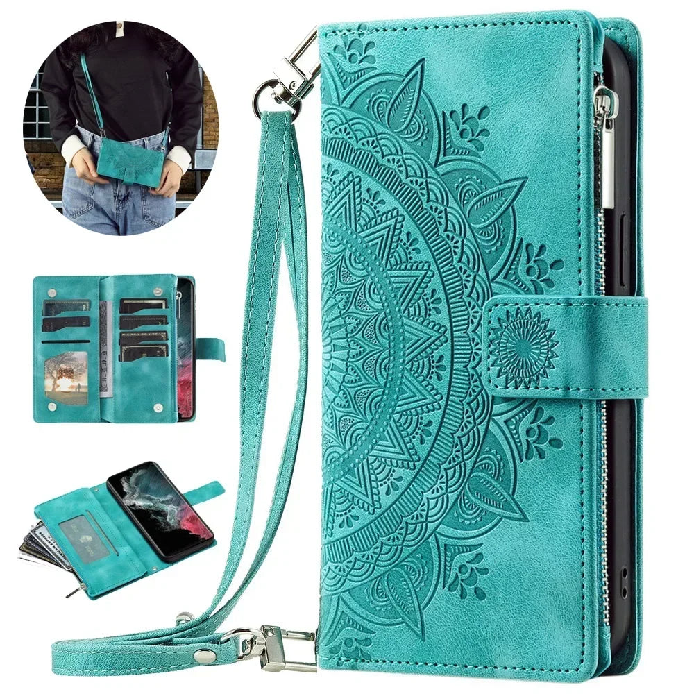 For Poco X8 Pro Max X7 F6 X6 X5 X3 NFC 5G Zipper Wallet Case Crossbody Book Shell Xiaomi Poco M8 M7 Pro M6 F5 C75 X 8 Flip Cover