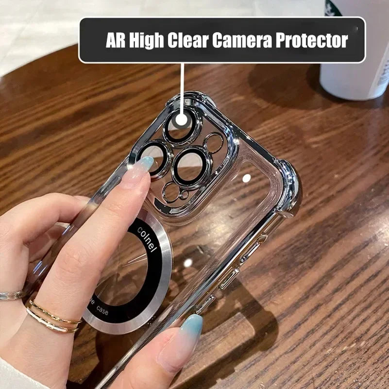 Clear for Magsafe Case for iPhone 15 16 17 Pro Max Air Plus Airbag Shockproof Silicone Cover for iPhone 11 12 13 14 Pro Max