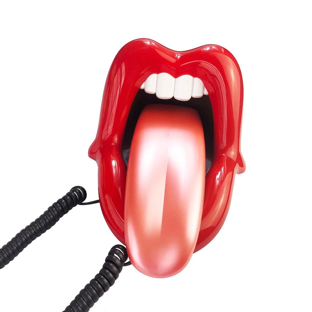 Landline Phones for Home, Red Mouth Telephone, Novelty Big Tongue Phone, Wired Funny Lip Phone Gift Real Corded Telephone Set