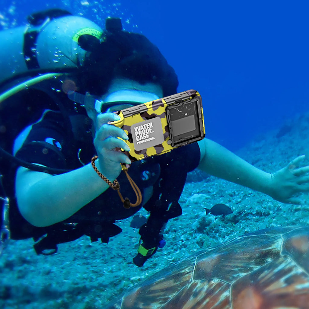 New camo pattern, waterproof up to 15 meters/50 feet, universal 6.9-inch IP68 waterproof phone case, for underwater photography