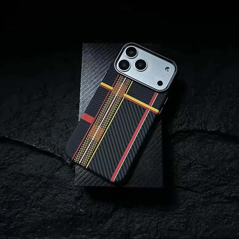 Carbon Fiber Texture Magnetic Armor Case For iphone 17 17Pro Max 16 Pro 15 14 13 Ultrathin Alloy Lens Wireless Charge Hard Cover