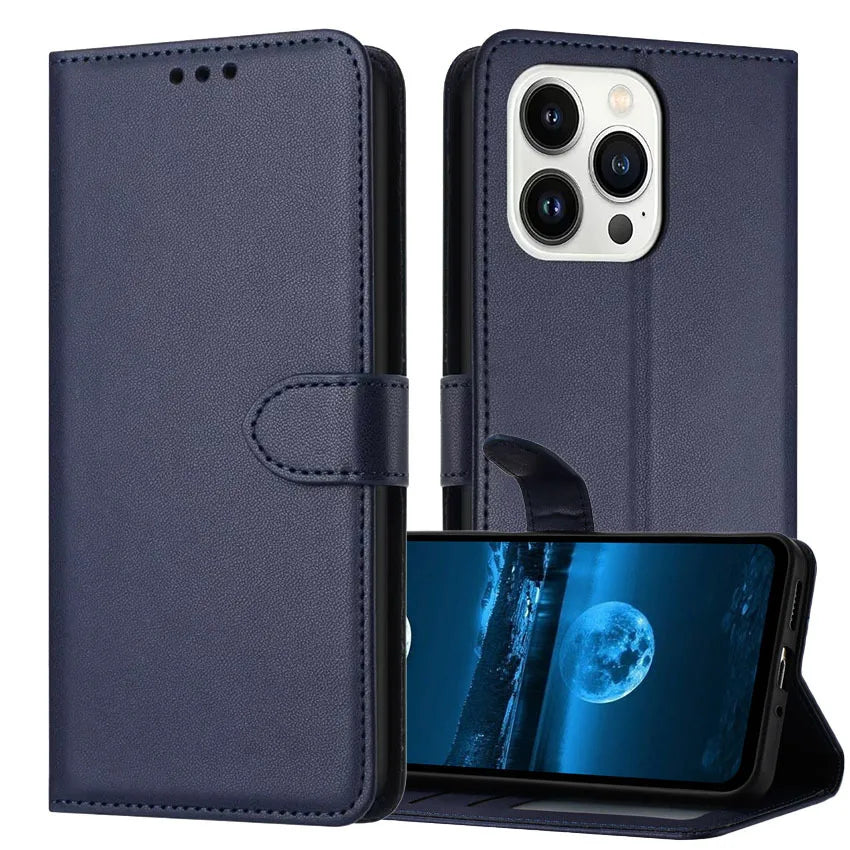 Solid Color Flip Leather Case For OPPO A16 A17 A37 A18 A57 A58 A60 A78 A94 A98 A74 A93 A54 A55 5G 4G A52 A72 Wallet Stand Cover