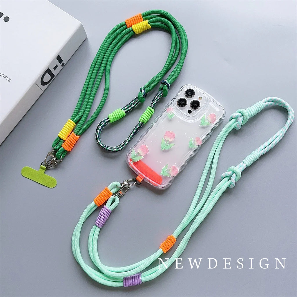 Personalized Trend Double Color Mobile Phone Universal Lanyard Diagonal Span Long Rope Shoulder Strap Rope Fashion Rope