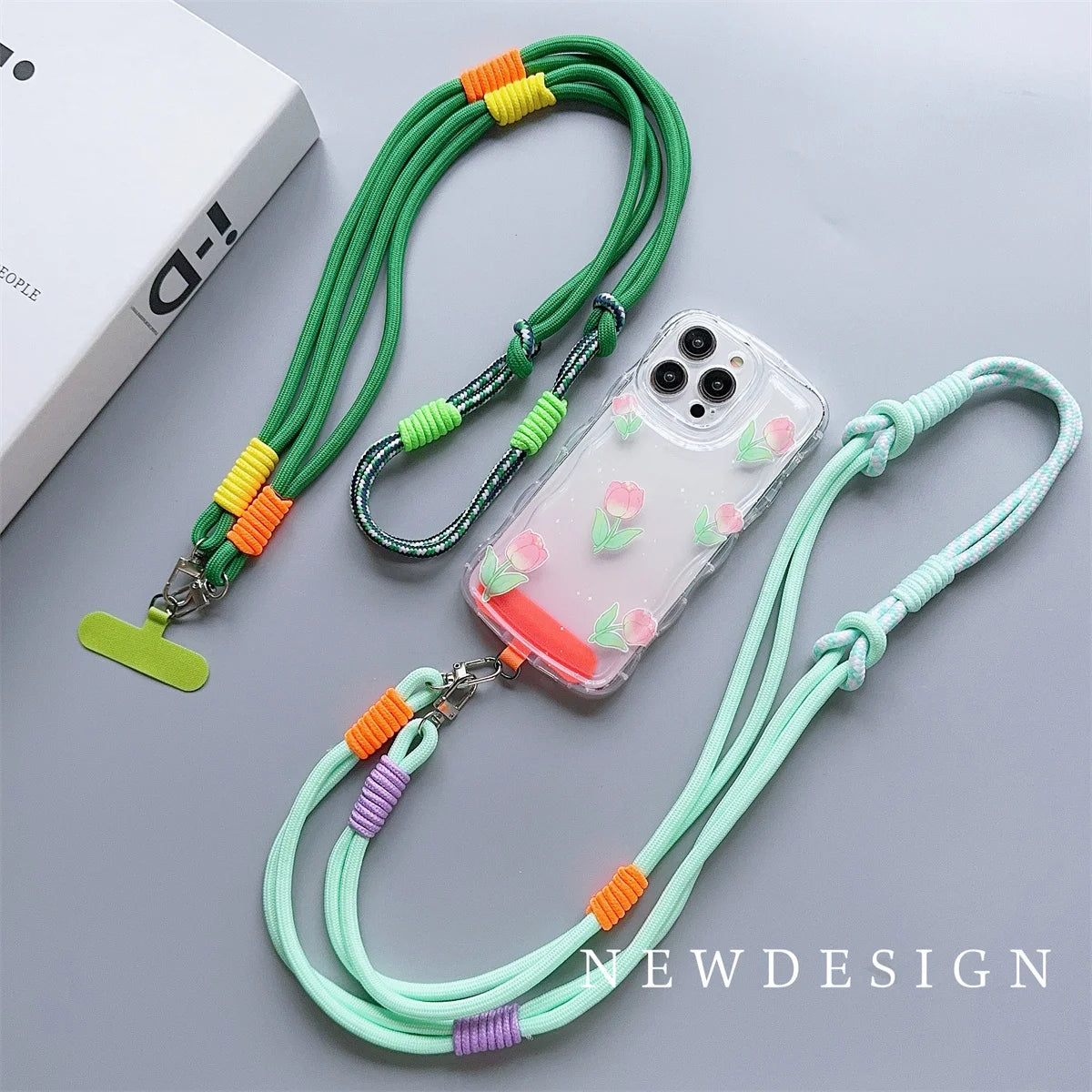 Personalized Trend Double Color Mobile Phone Universal Lanyard Diagonal Span Long Rope Shoulder Strap Rope Fashion Rope