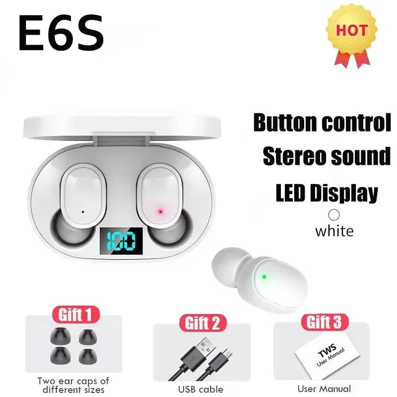 TWS E6S Fone Bluetooth Earphones Wireless Bluetooth Headset Noise Cancelling Headset With Microphone Headphones ForHuawei Xiaomi