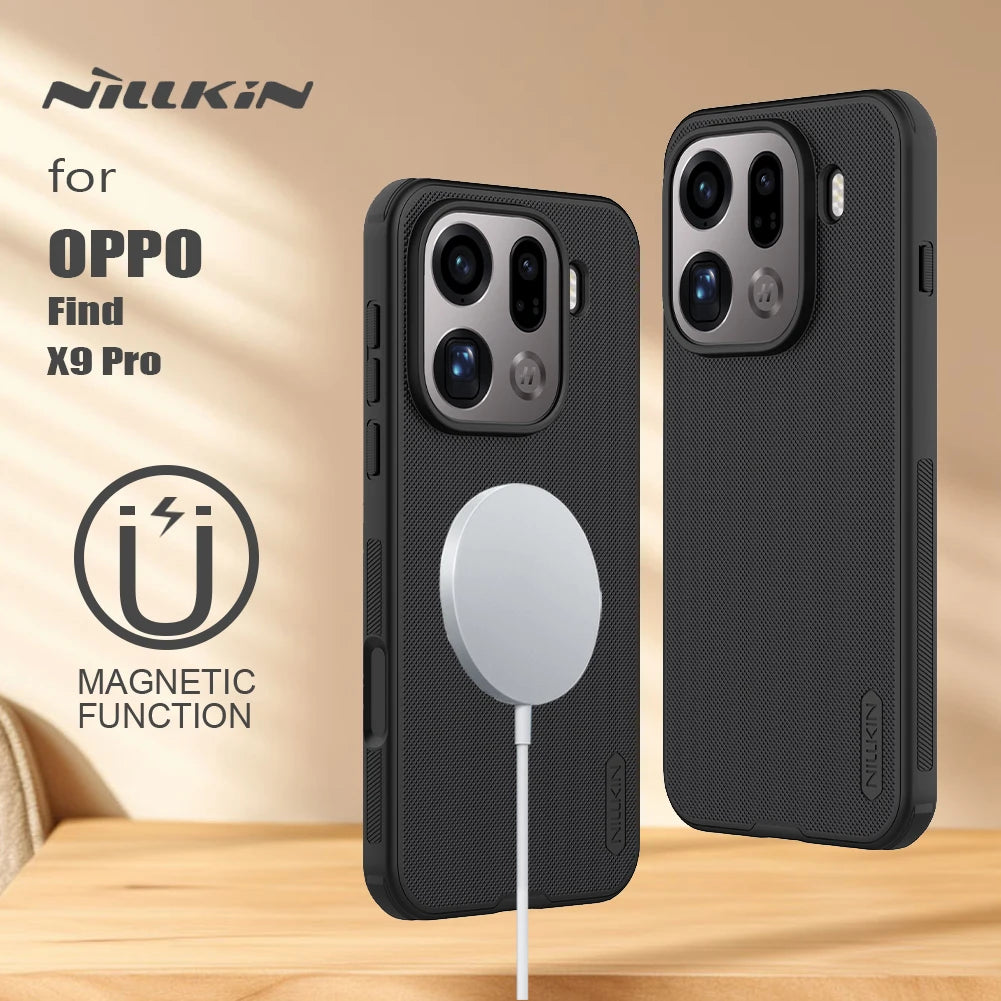 For OPPO Find X9 Pro 5G Nillkin Case Magnetic Super Frosted Pro Magsafe 360 Soft Frame Matte PC TPU Full Back Cover Protection