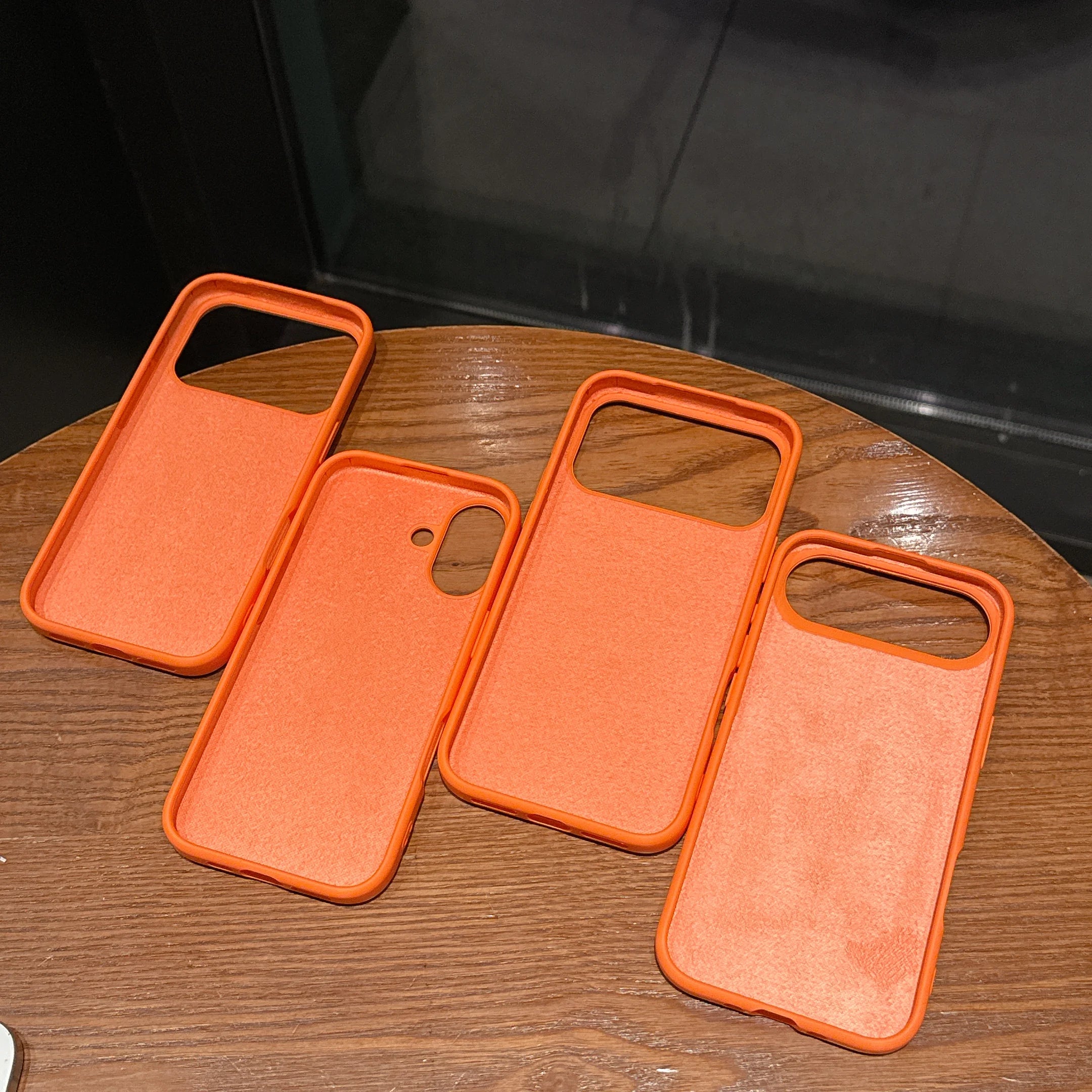 Original Liquid Silicone Orange Color Case For iPhone 17 Pro Max 17 16 15 14 13 12 11 ProMax mini Plus Non-Slip Bumper Cover