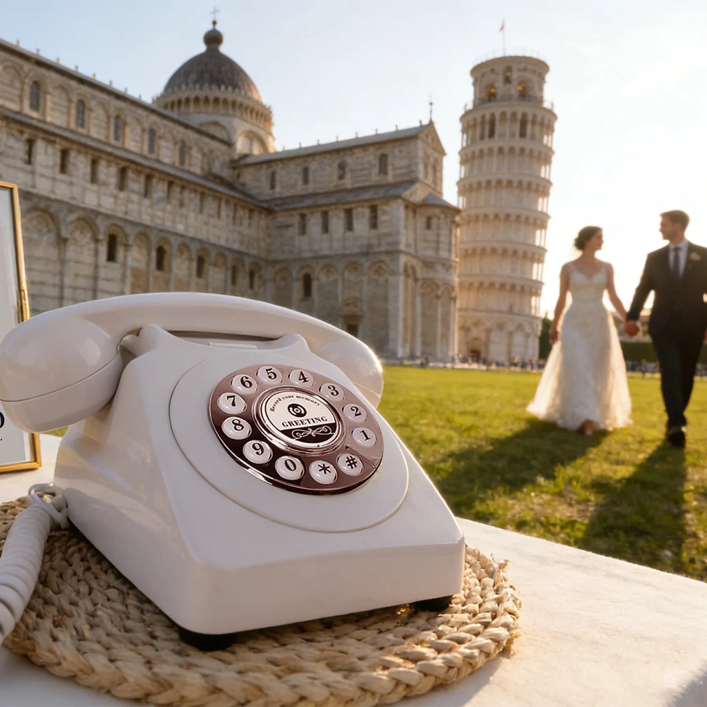 Audiolibro Guestbook Phone Voice Guest Book Wedding Classic Styl Retro Telephone for Wedding Retirement Graduation Birthday Part