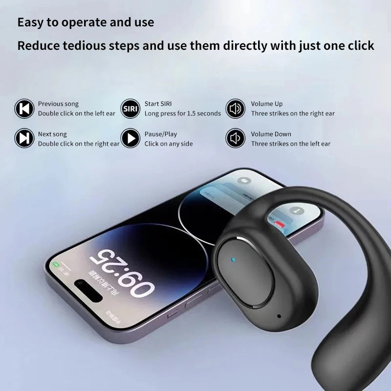 Smart Phones Wireless Bluetooth Earphones Air Conduction OWS Headphone HiFi Ear-Hook Music Sports Noise Cancel Headset