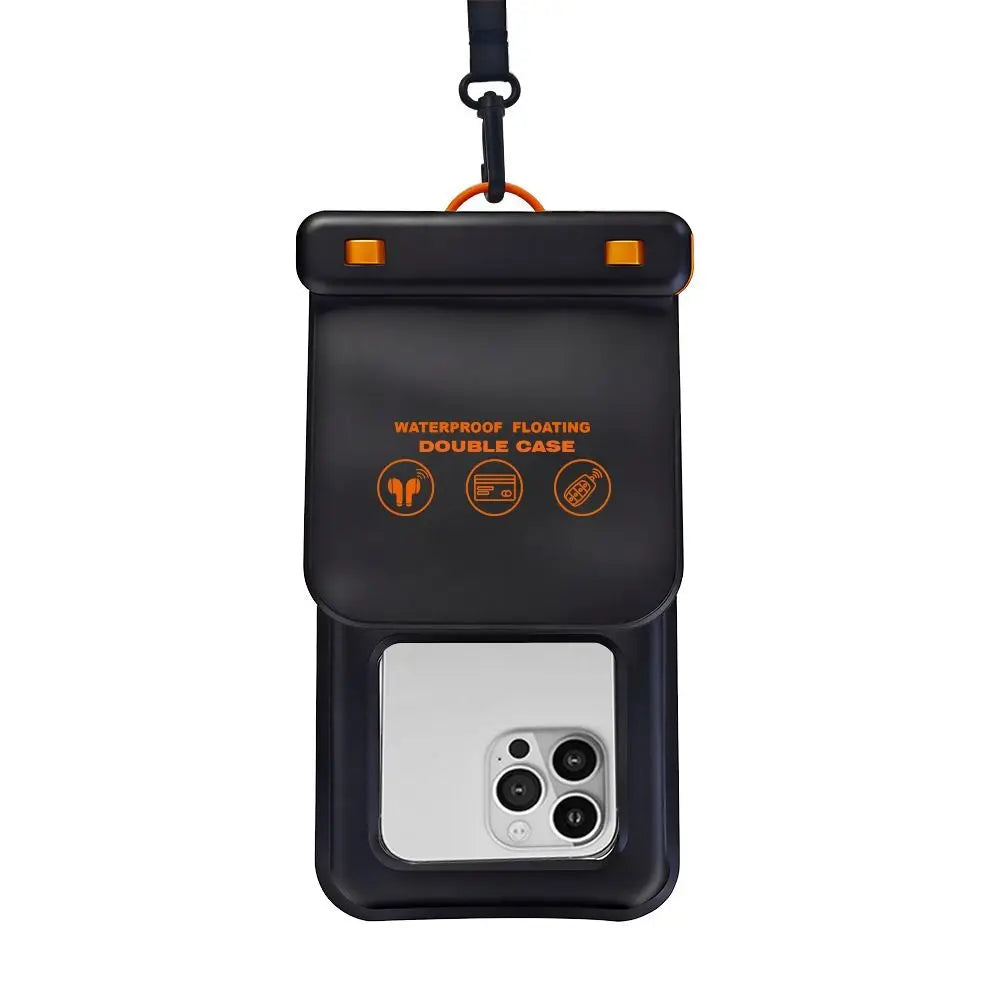 IPX8 Floating Phone Pouch Screen Touchable Universal Waterproof Phone Case with Lanyard 2 Pockets Cellphone Dry Bag Boating