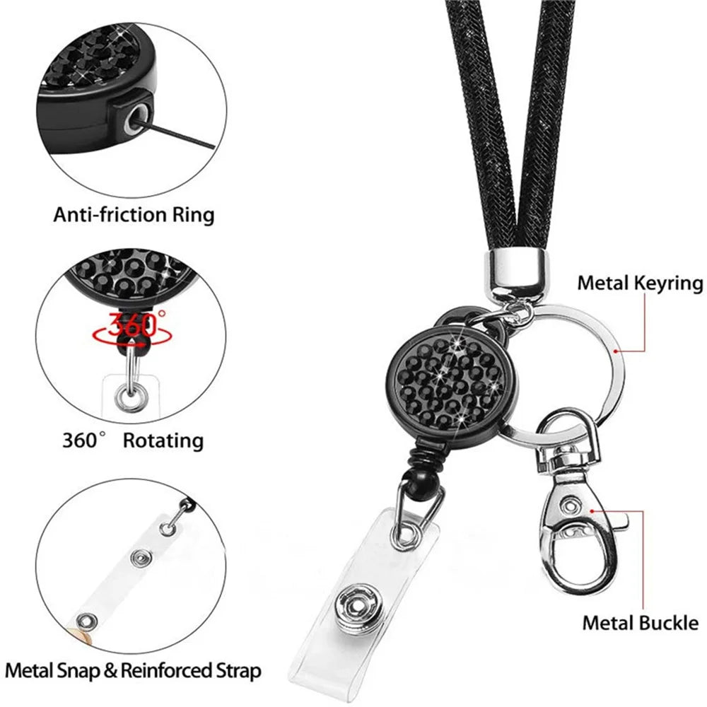 Badges Holder Retractable Lanyard  Id Lanyard Name Xyun Card Badge Holder Reels Clips Hanging Rope Keychain Necklace Strap