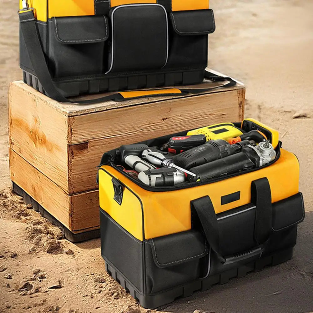 Heavy Duty Electrician Tool Bag Waterproof Multi-Pocket Organizer - Reinforced Oxford Cloth with Adjustable Shoulder Strap