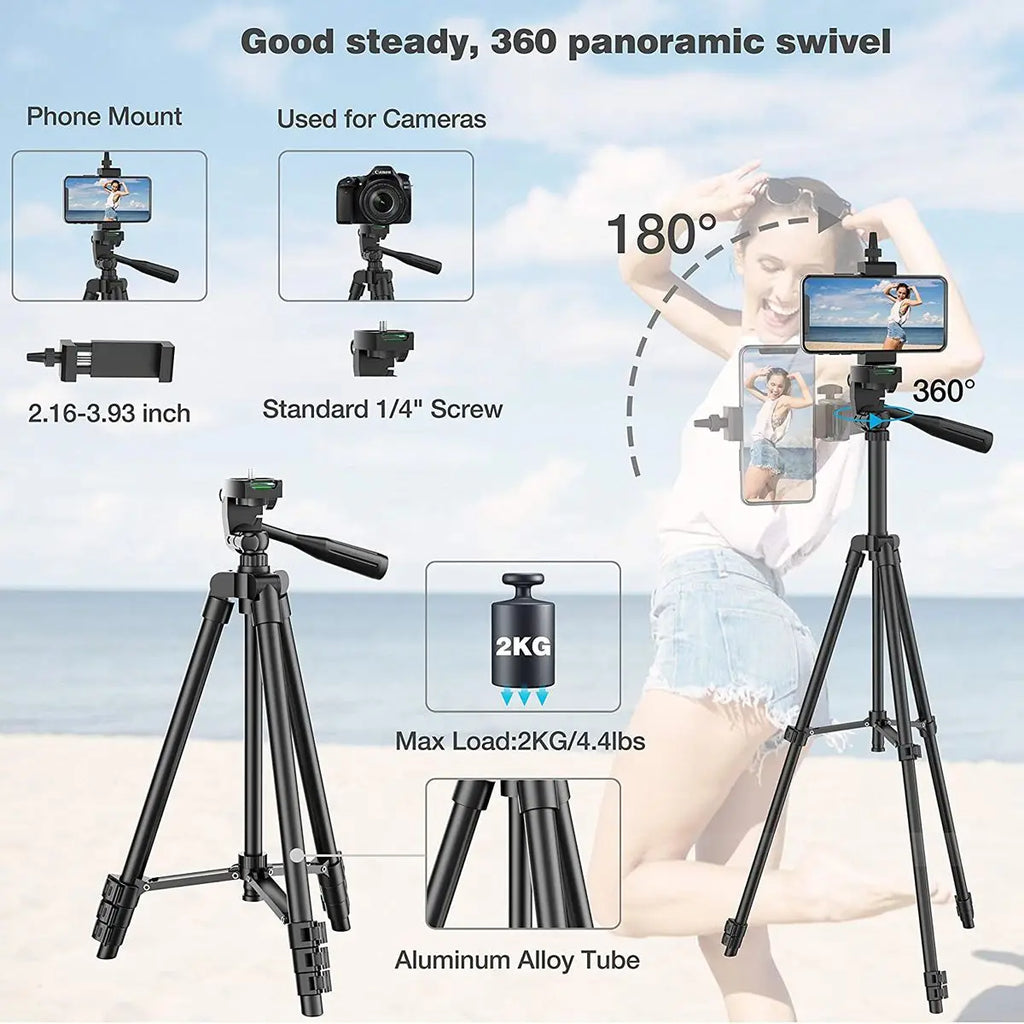 Mobile Tripod for Phone Lightweight Camera Tripod Stand with Bluetooth Selfie Remote Phone Holder for Youtube Video Photography
