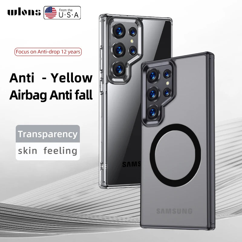 Airbags Shockproof Magnetic Wireless Charging Case Shell For Samsmung Galaxy S25 S24 S23 Ultra FE S24 Plus S24+ S23+ Armor Cover