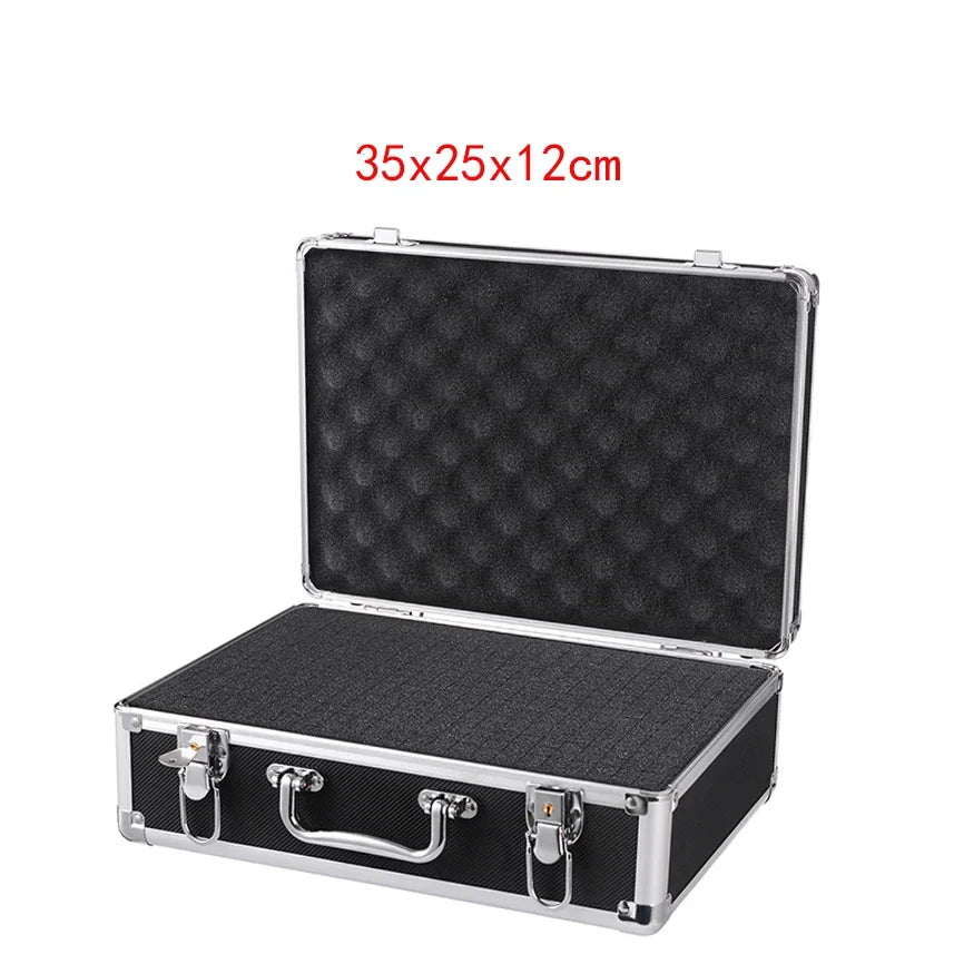 Shockproof Aluminum Tool Organizer Case, Portable Protective Box with Foam Sponge for DIY and Industrial Use