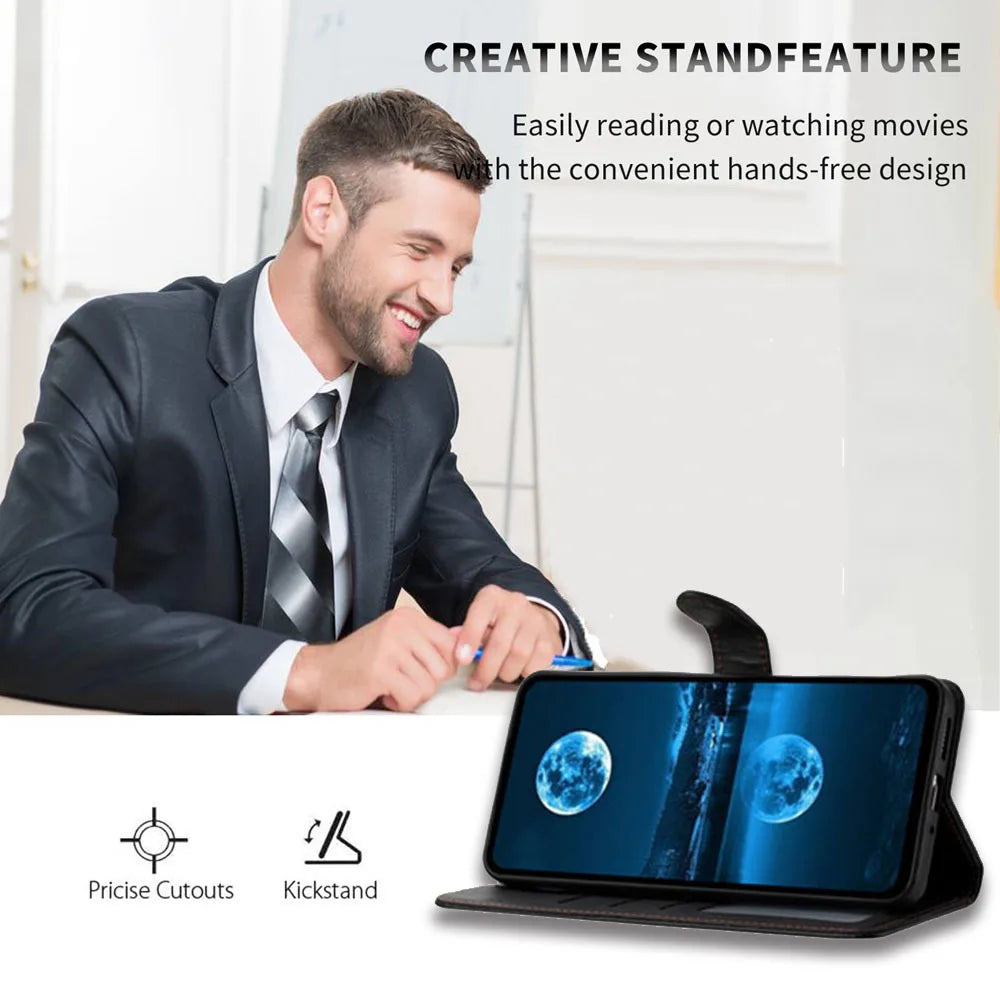 Solid Color Flip Leather Case For OPPO A16 A17 A37 A18 A57 A58 A60 A78 A94 A98 A74 A93 A54 A55 5G 4G A52 A72 Wallet Stand Cover