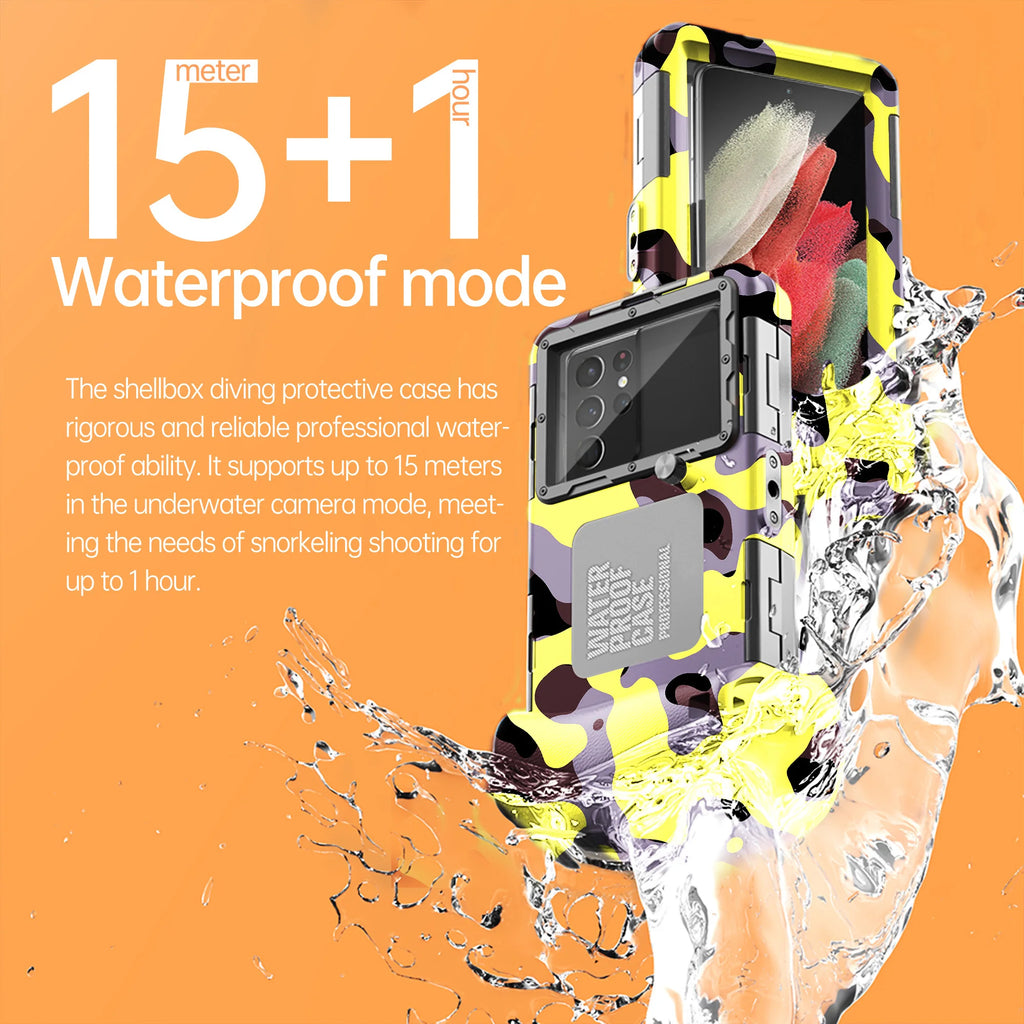 New camo pattern, waterproof up to 15 meters/50 feet, universal 6.9-inch IP68 waterproof phone case, for underwater photography