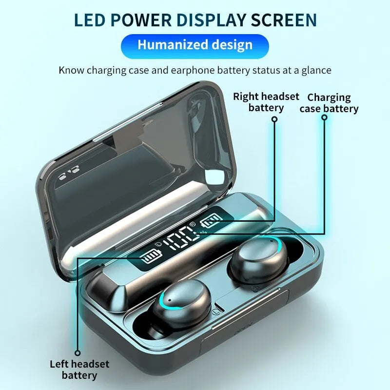 Wireless Earphones Bluetooth TWS 9D HiFi Headset LED Display Waterproof HD Calling Noise Reduction Headphones For iPhone Xiaomi