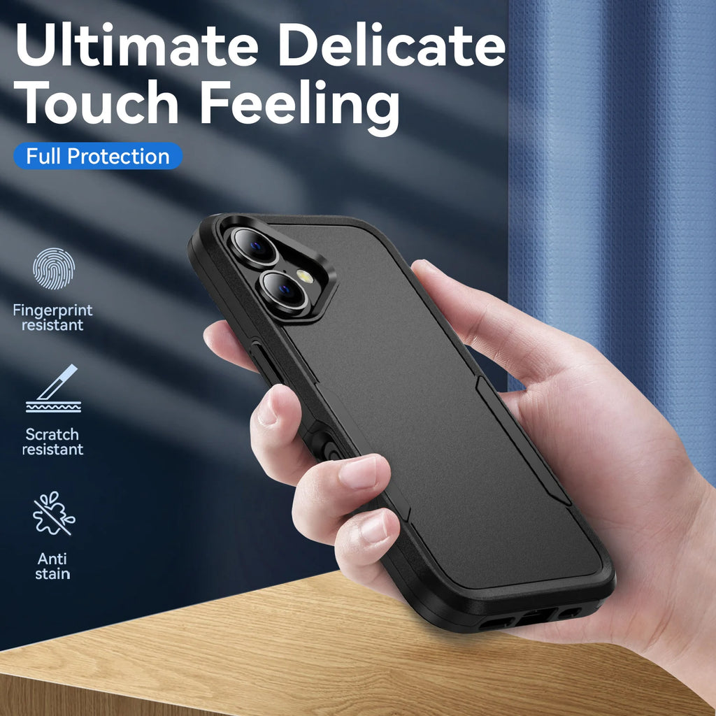 Hard Armor Matte Feeling Case for Iphone 18 17 Pro Max 17 Air 17e 16e 16 15 Plus 14 12 13 Iphone18 Fall Protective Accessories