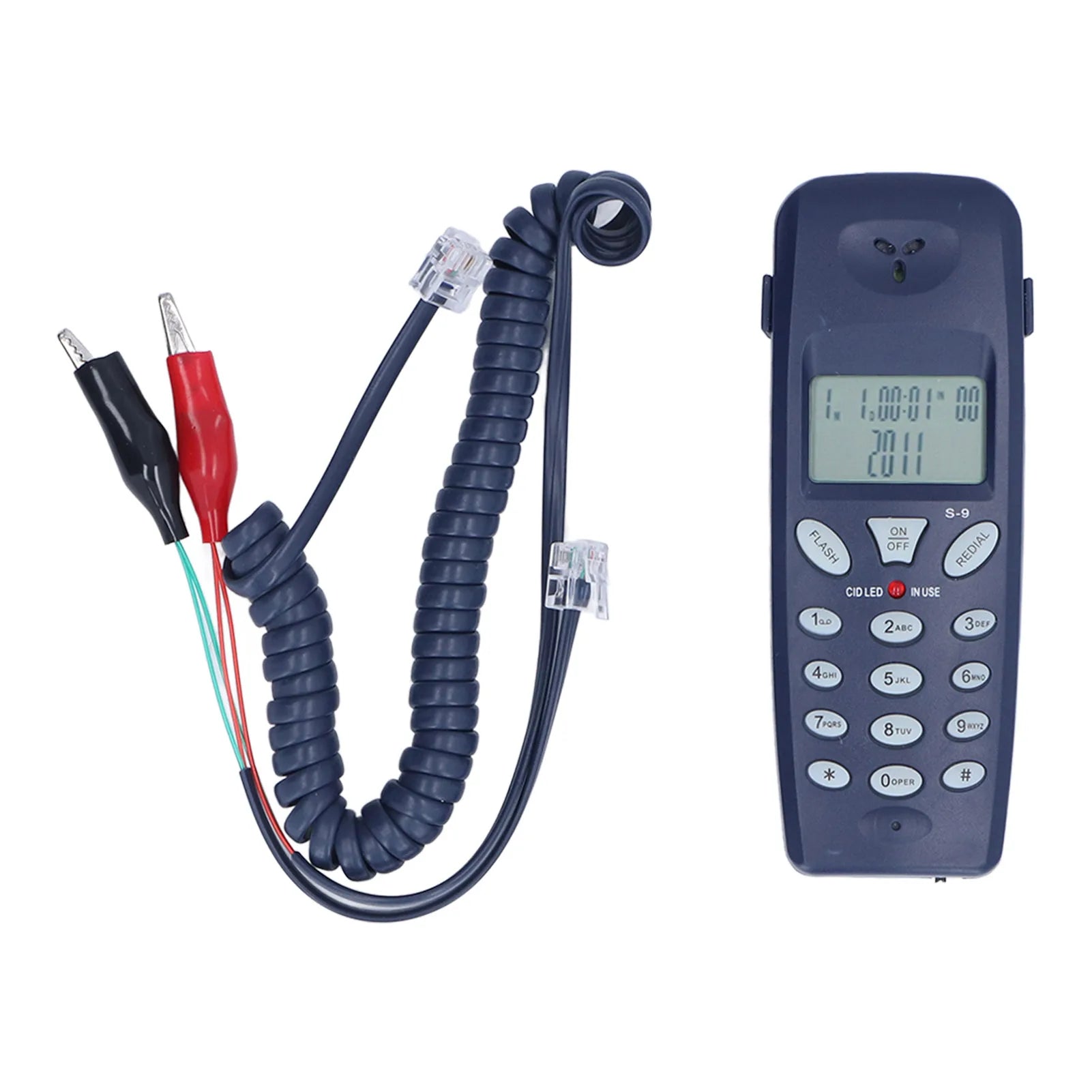 Wired landline phone, FSK/DTMF caller ID display, 12-digit LCD display, redial/hold function, home corded telephone