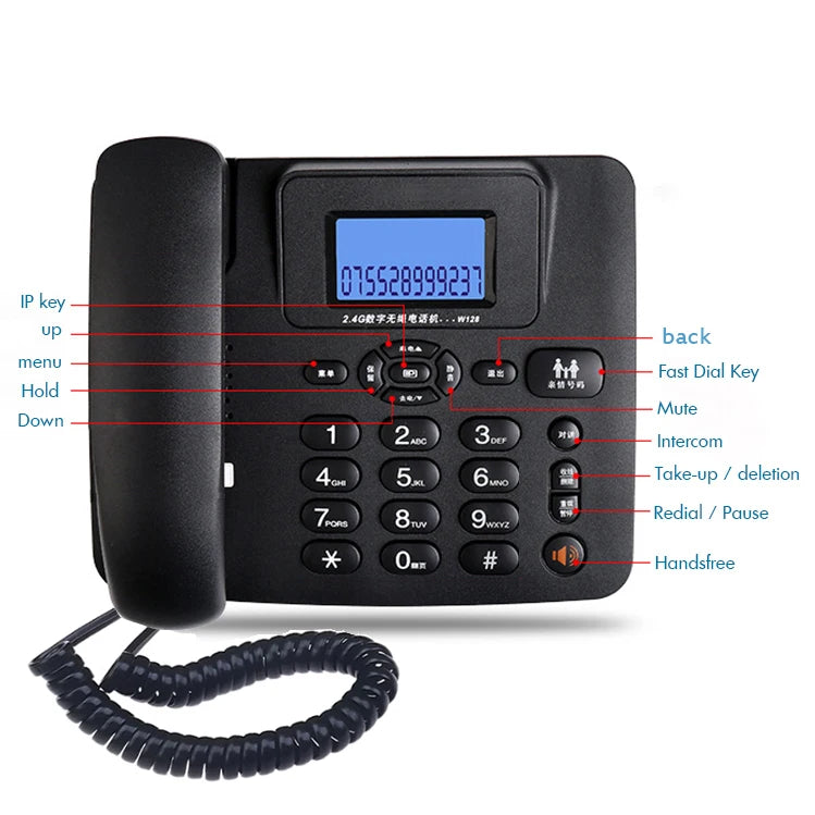 Cordless Answering Machine 2.4G Corded Phone Handset Office Home Hotel Long Range Wireless Telephone 1-4 Handsets Table Phone