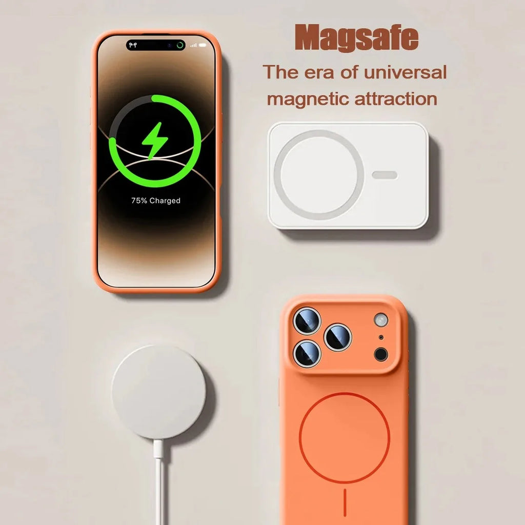 New Liquid Silicone Magnetic Case For iPhone 17 16 15 14 13 12 Pro Max 16 Plus Air Original Soft Cover For iPhone 17 16 Pro Max