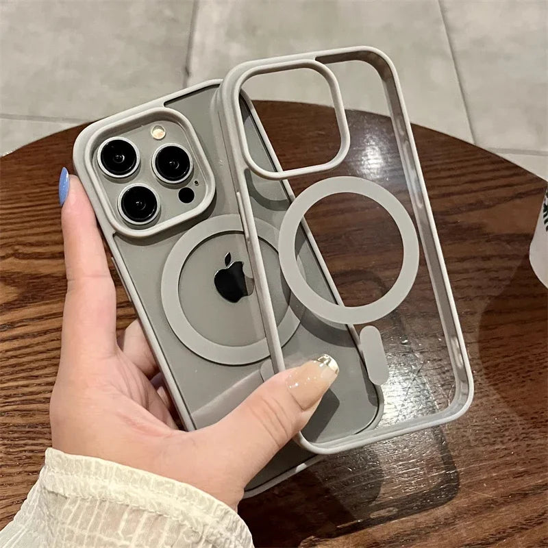 Luxury Magsafe Magnetic Wireless Charge Clear Acrylic Case For iPhone 15 14 Plus 13 12 Mini 11 Pro Max Candy Color Bumper Cover