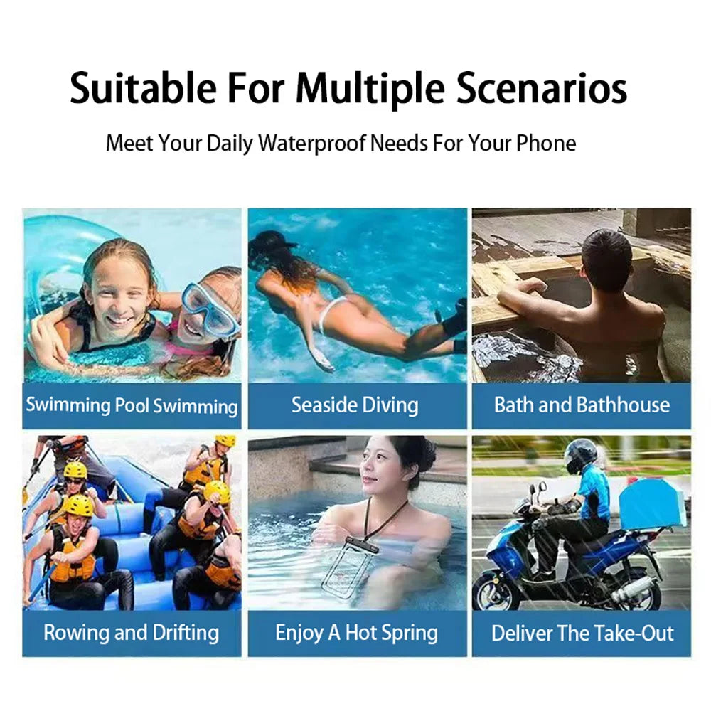 Universal Mobile Phone Waterproof Bag Swimming Beach Waterproof Phone Case Outdoor Transparent Sealed Cellphone Waterproof Bag