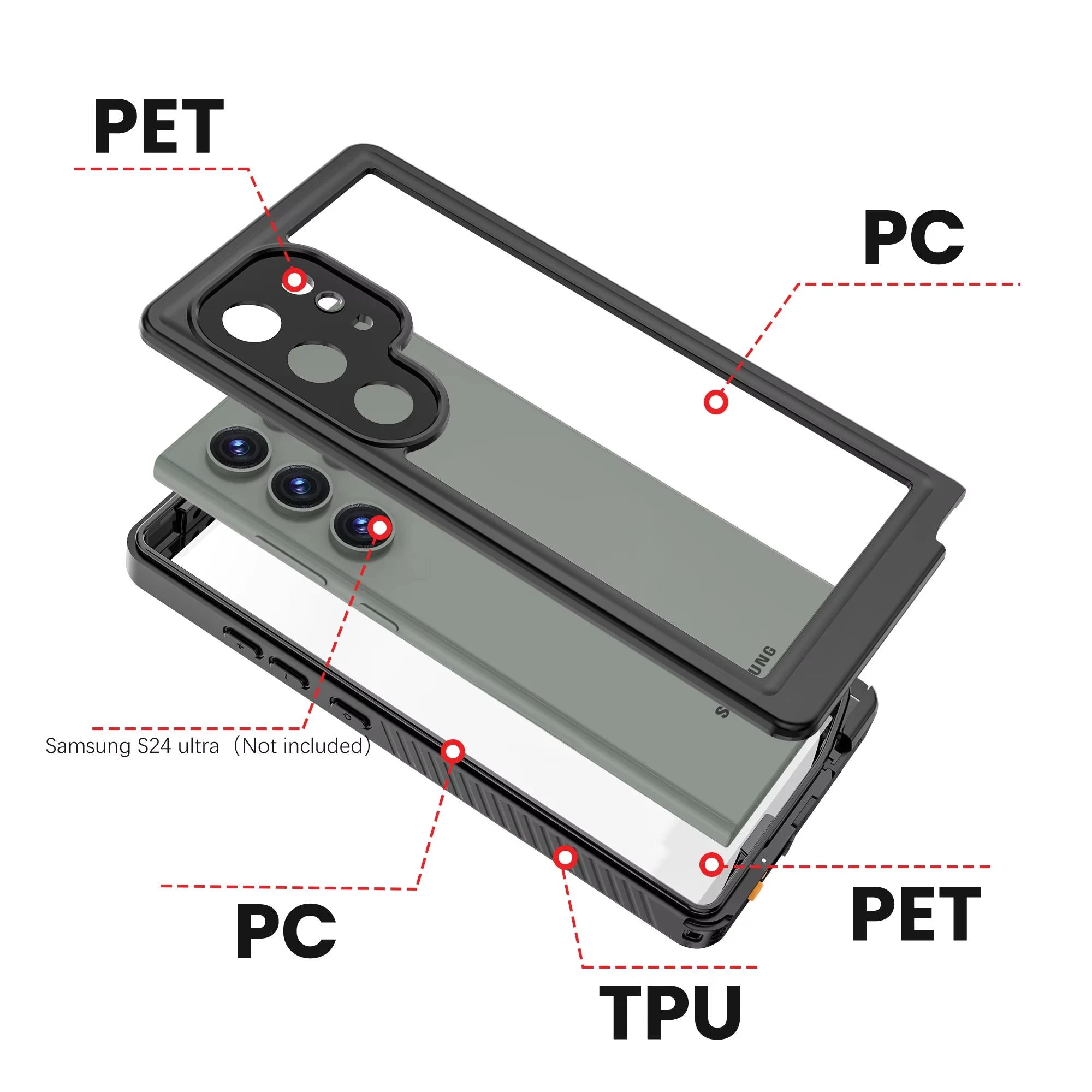 Shellbox Best-selling PC TPU Lens Protection Rugged and Durable Fully Sealed IP68 Waterproof Phone Case S25 Ultra S23 S24 Serie