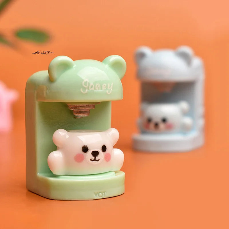 4Set Little Bear Dollhouse Miniature Coffee Machine & Cup Set Home Appliances Decor Toy for Doll House Accessories