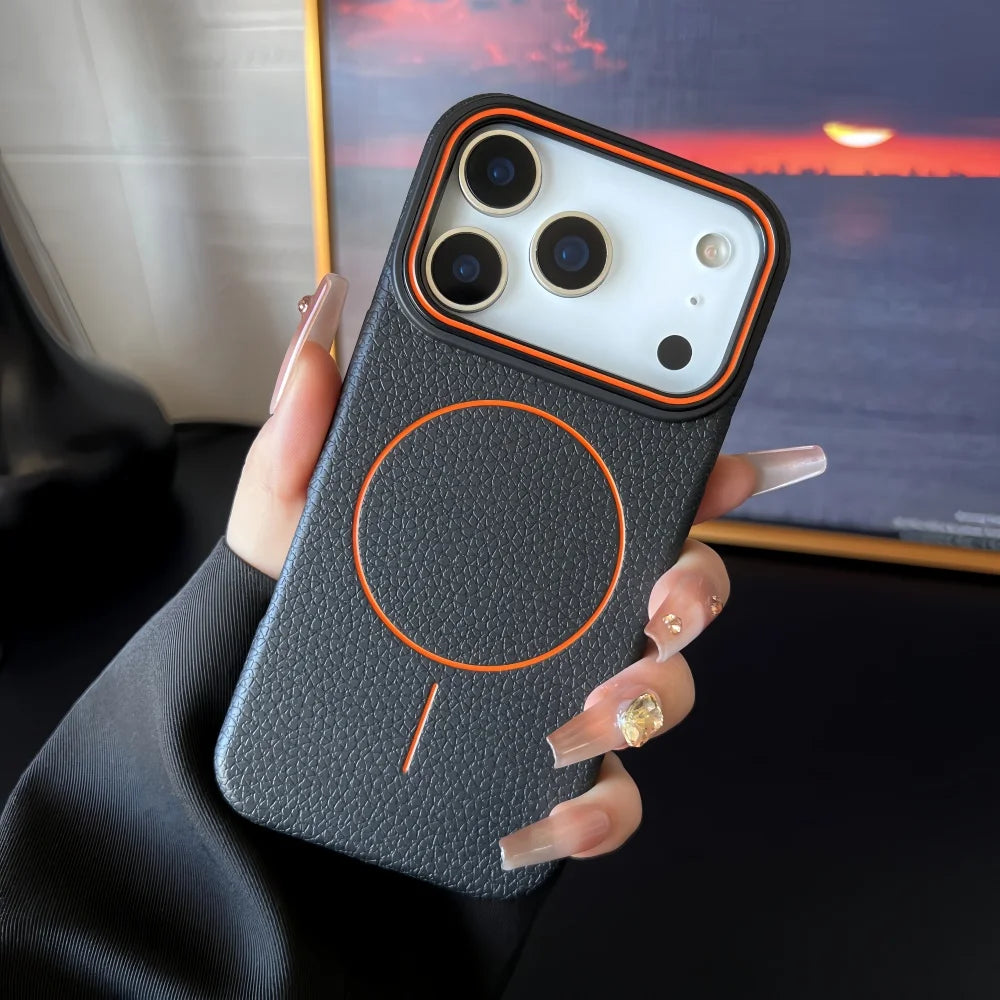 Lichee Pattern Magnetic 17promax Case for IPhone 17 Pro Max 16 14 15 Plus 13 12 17 Air Pro Max 11 for Magsafe Soft Cover