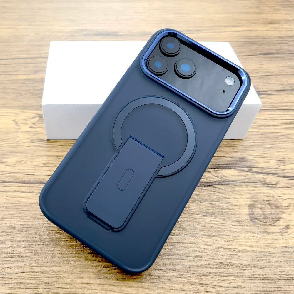 Shockproof Armor Matte Case For iPhone 17 16E 16 15 14 13 12 11 Pro Max Air 17Pro Magsafe Wireless Charge With Stand Full Covers