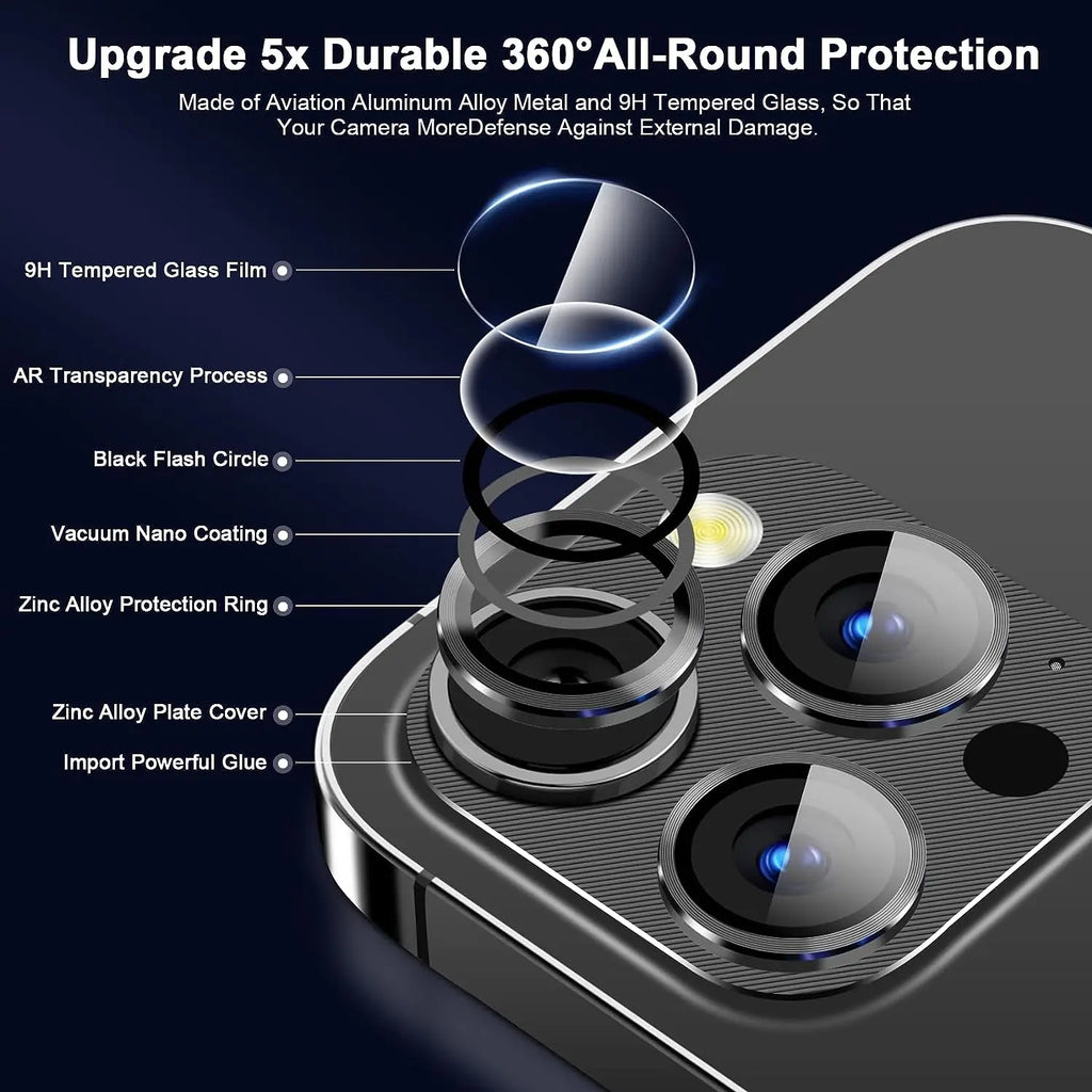 Metal Glass Camera Lens Protector Cover for iPhone 17 Air 16 15 Pro Max 14 Plus 13 Mini 12 11 15Pro 14Pro 16Pro Protection Flim