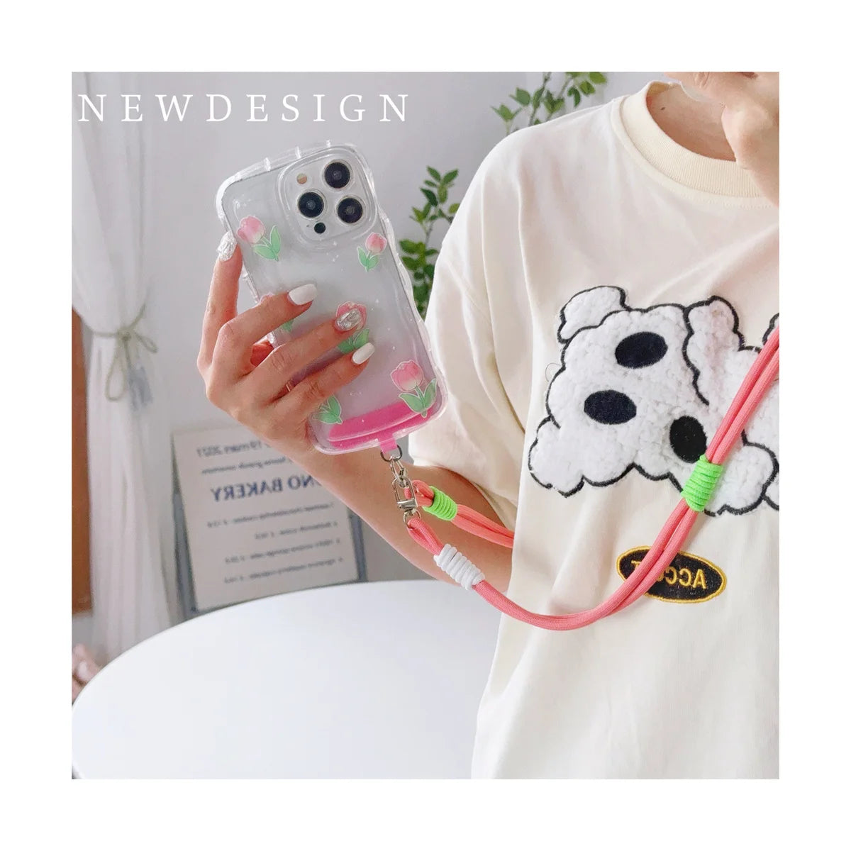 Personalized Trend Double Color Mobile Phone Universal Lanyard Diagonal Span Long Rope Shoulder Strap Rope Fashion Rope